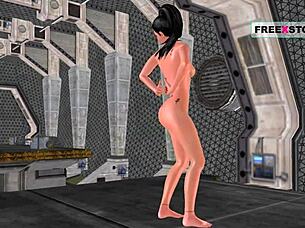 animated 3d solo girl cartoon video of a cute indian bhabhi giving sexy poses and masturbating using banana