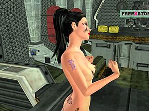 animated 3d solo girl cartoon video of a cute indian bhabhi giving sexy poses and masturbating using banana