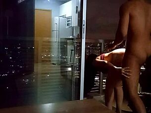 Is that monster cock gaping your ass on the balcony?