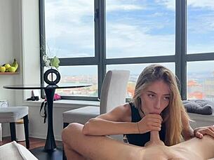 Student in sneakers visits her roommate unexpectedly at home