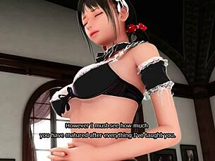 Super naughty maid in 3D hentai gives teasing blowjob full movie