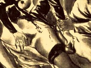 Bold Vintage Erotic Illustration Of Intense Scenes