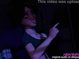 milf with short hair and big tits in green shirt fucks in bedroom