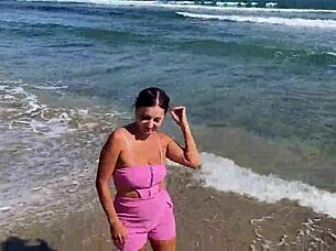 POV sex with friend's mom on beach and in hotel involves licking and anal fingering.