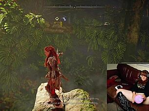 gamer slut gets caught with dildo, feeling huge orgasm while playing