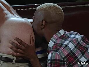 interracial gay anal sex in restaurant after working time