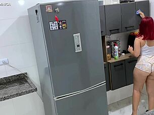 She pretends to be an employee with huge ass for voyeur fetish program