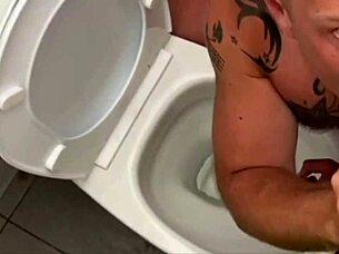 wild toilet blowjob compilation with gay neighbors outdoors
