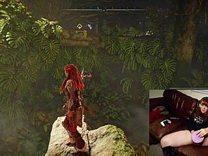 gamer slut gets caught with dildo, feeling huge orgasm while playing