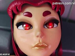 Futa Starfire and Raven in 3D animation gameplay