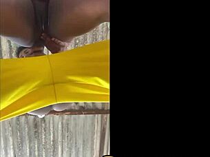 Neighbor hangs clothes on roof, I cum on her skin, full video on Red