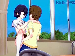 kasumi nomura, olivia, and chisato higuchi in intense futanari sex with creampie in asobi asobase hentai