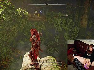 gamer slut gets caught with dildo, feeling huge orgasm while playing