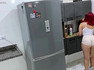She pretends to be an employee with huge ass for voyeur fetish program
