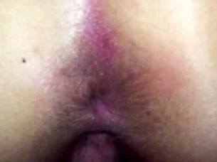 My hairy wife spreads her legs wide, gaping her pussy and queefing loudly during our wild session.