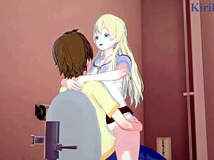 kasumi nomura, olivia, and chisato higuchi in intense futanari sex with creampie in asobi asobase hentai