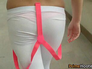 Watch the redhead oil her big tits