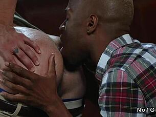 interracial gay anal sex in restaurant after working time