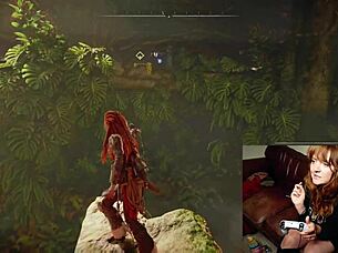 gamer slut gets caught with dildo, feeling huge orgasm while playing