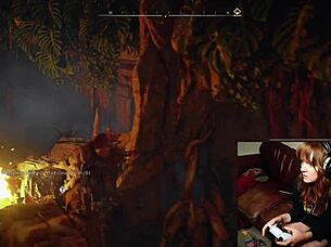 gamer slut gets caught with dildo, feeling huge orgasm while playing