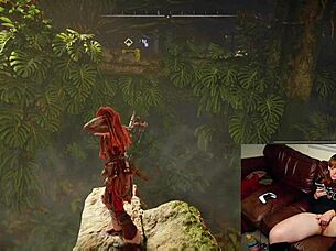 gamer slut gets caught with dildo, feeling huge orgasm while playing