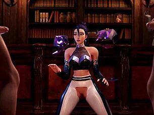 Kda kaisa sucks two big cocks