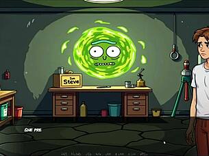 in this parody game, morty's sister gives a fan a huge blowjob