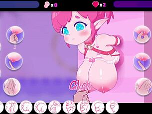 In this cute anime hentai game, the elf girl dives into muff action and gets cum in her mouth during pinball scenes