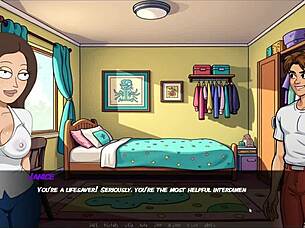 in this parody game, morty's sister gives a fan a huge blowjob