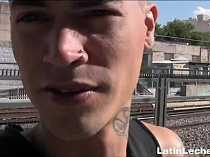 Amateur young straight twink's first gay experience with a stranger for cash in POV.