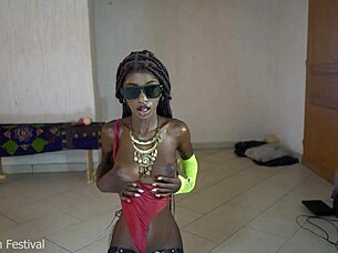 perfect ebony tits on a skinny chocolate body with narrow ass and gay solo.