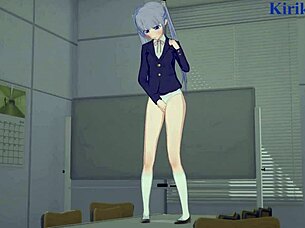 Aoba suzukaze and hifumi takimoto masturbate before intense futanari sex in hentai