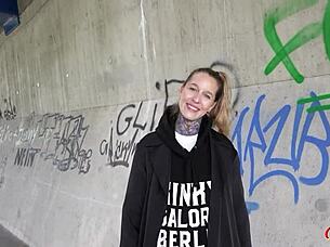 german tattoo model lisa gags on cock deepthroat choking