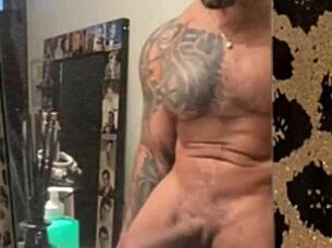 Tattooed Viktor Rom Masturbates His Huge Latino Cock