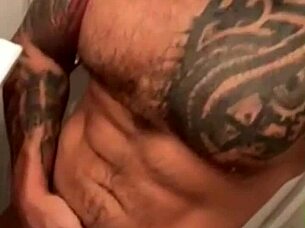 Tattooed Viktor Rom Masturbates His Huge Latino Cock