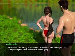 hot brunette flirts in game