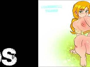 minecraft adventure where a character harasses a female shop visitor in anime style