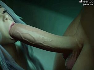 18yo petite teen with perfect body has threesome in public restroom in apocalust 3d hentai game