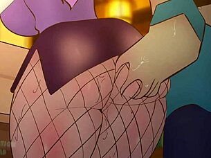 minecraft adventure where a character harasses a female shop visitor in anime style