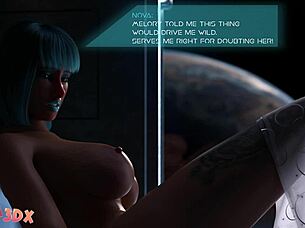 Horny blue hair bitch sucks futa cock