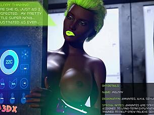 Horny blue hair bitch sucks futa cock