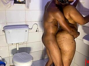 passionate couple shares intense bathroom encounter