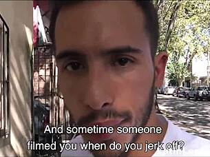 Amateur young straight twink's first gay experience with a stranger for cash in POV.