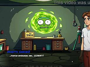 in this parody game, morty's sister gives a fan a huge blowjob