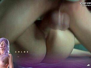 18yo petite teen with perfect body has threesome in public restroom in apocalust 3d hentai game