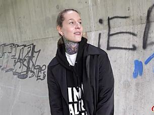 german tattoo model lisa gags on cock deepthroat choking