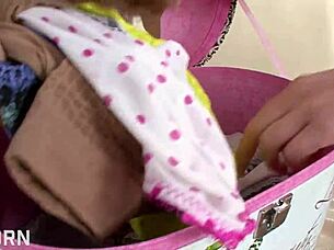 does the hot milf show her hairy pussy in panties?