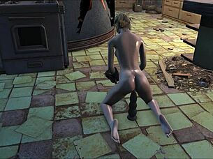 in fallout 4, katsu the blonde teen masturbates with a dildo during chapter 14 of the sex adventure.