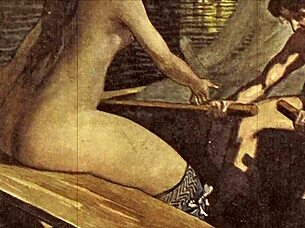 Vintage erotic drawings in anime cartoon style