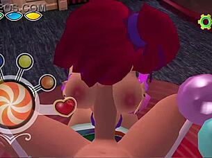 Hot Animated Fuck in Sex Game with Big Titties Cutie – Face Fucking and Titty Fuck